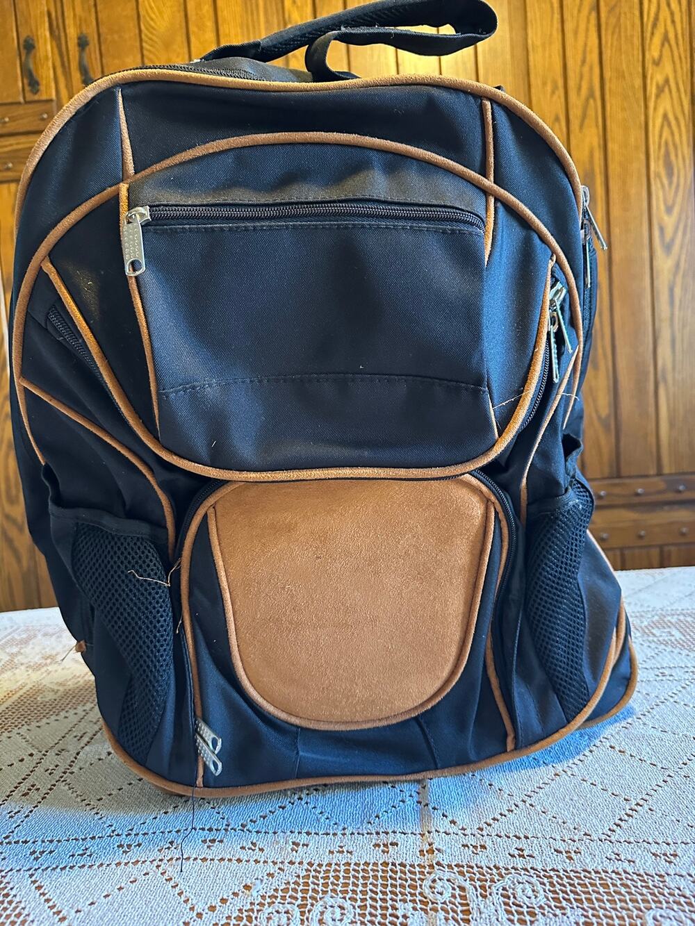 Black Rolling Backpack 19" Travel Carry On Luggage Bag Wheels Heavy Duty Brown